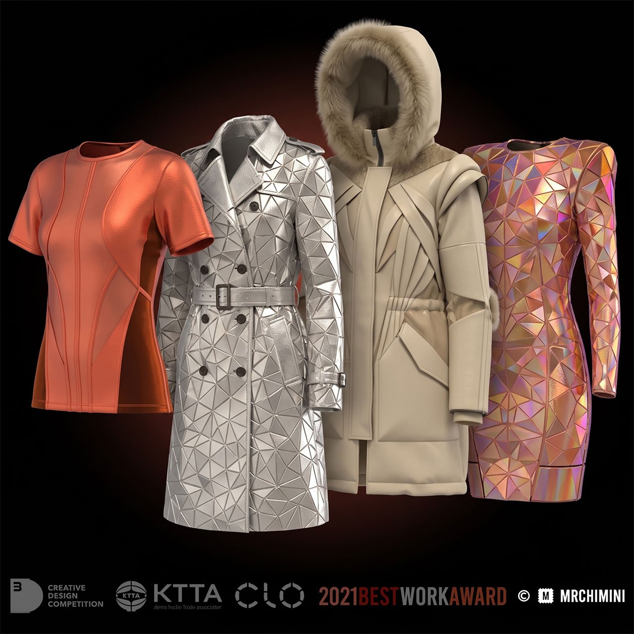 Prendas digitales creadas con CLO 3D para cursos de Diseño de Moda 3D